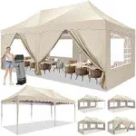 Sanopy Canopy 10' x 20' Pop Up Canopy Tent Heavy Duty Waterproof Adjustable Commercial Instant Canopy Outdoor Party Canopy with 6 Removable Sidewalls,