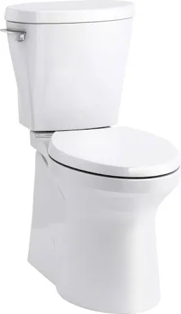 KOHLER K-20198 BETELLO COMFORT HEIGHT 28 5/8 INCH TWO-PIECE ELONGATED 1.28 GPF TOILET WITH SKIRTED TRAPWAY, REVOLUTION 360 SWIRL FLUSHING TECHNOLOGY AND LEFT-HAND TRIP LEVER