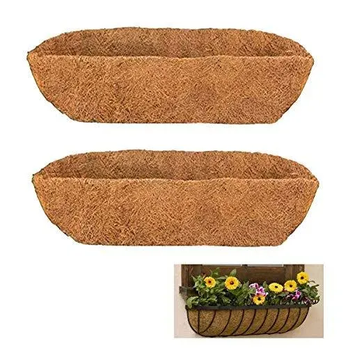 2pcs Trough Coco Liner 24 inch Wall Planter Replaceable Coco Liner for Window Box, Fence Flower Baskets