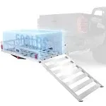 VEVOR 50 x 29.5 x 8.7 inch Hitch Cargo Carrier 500lbs Capacity Trailer Hitch Mounted Cargo Basket Aluminum Luggage Carrier Rack with Folding Ramp