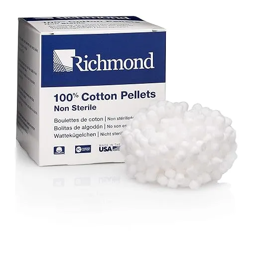 Richmond Dental & Medical 100108 Cotton Pellets, Size 3 (5/32" Diameter)