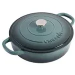 Crock Pot Artisan 5 Quart Round Enameled Cast Iron Braiser Pan with Self Basting Lid