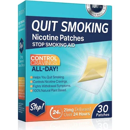 Fekux Quit Smoking Nicotine Patches Step 1, 21 mg Patches Delivered Over 24 Hours Nicotine Transdermal Patch 30 Count Easy and Effective Help to Quit That Work