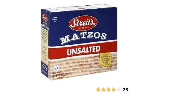 Streits Matzo Unsalted 11 Oz - 1 Box