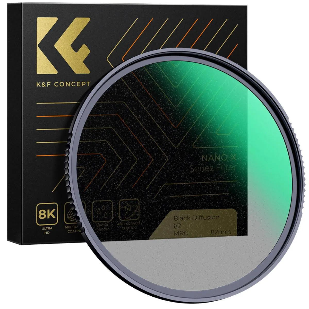 K&F Concept 82mm Black Diffusion 1/2 Filter Mist Cinematic Effect Lens Filter with 28 Multi-Layer Coatings Waterproof/Scratch Resistant for Video/Vlog/Portrait Photography (Nano-X Series)