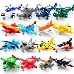 JOYIN 16 Pcs Pull Back Airplane Toys, Boys Plane Playset, Aircraft Incl Helicopter Toys, Fighter Jet Toys, Bomber Toys, Biplane Toy, Gifts for Toddler Kids 3+ Years Old, Kids Presents Toys