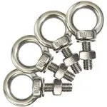 Shoulder Eye Bolt, M10 304 Stainless Steel Eye Bolts 3/8"x1.18" Eye Bolts Heavy Duty Screw Bolt with Washer and Nuts Set Muti-Function for Indoor Outdoor, 10mm x 30mm, 4 Pack