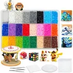 24,000 Mini Fuse Beads Kit 2.6mm, 24 Colors 5 Pegboards 2 Tweezers Mini Perler ...