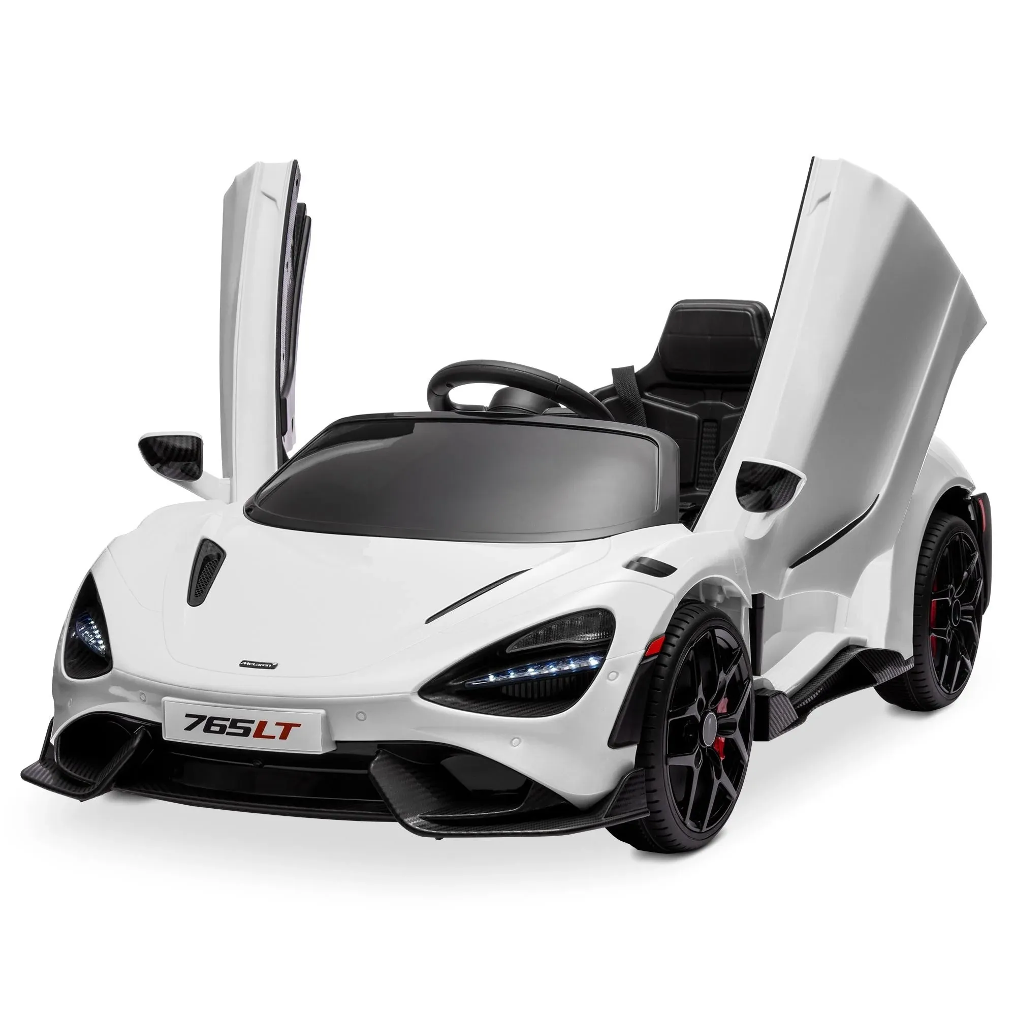 Kidzone 12V Licensed McLaren 765LT Kids Ride On Car with Hydraulic Doors, White, Toys