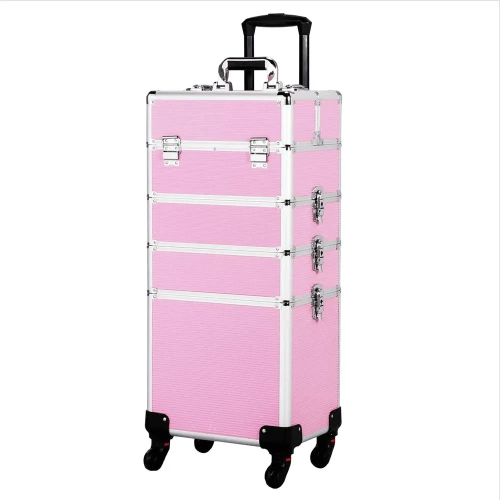 Yaheetech 4-In-1 Aluminum Rolling Cosmetic Makeup Train Cases