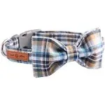 Lionet Paws Dog and Cat Collar with Bowtie Grid CollarPlastic Buckle LightAdjustable Collars for SmallMediumLarge Dogs