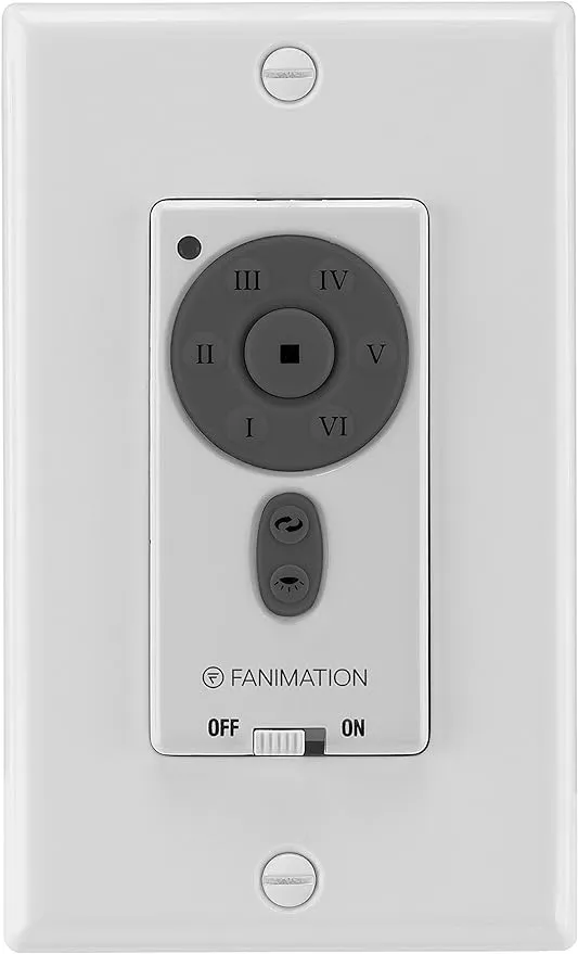 Fanimation TW40WH Six Speed DC Motor Wall Control - White, 4.72x0.3x1.57