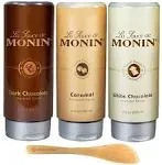 Flavored Sauce, Dark Chocolate, Caramel, and White Chocolate 12 Ounce (Pack of 3) - with Make Your Day Spreader