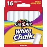 Cra-Z-Art Classroom Chalk, White, Pack Of 16 Pieces