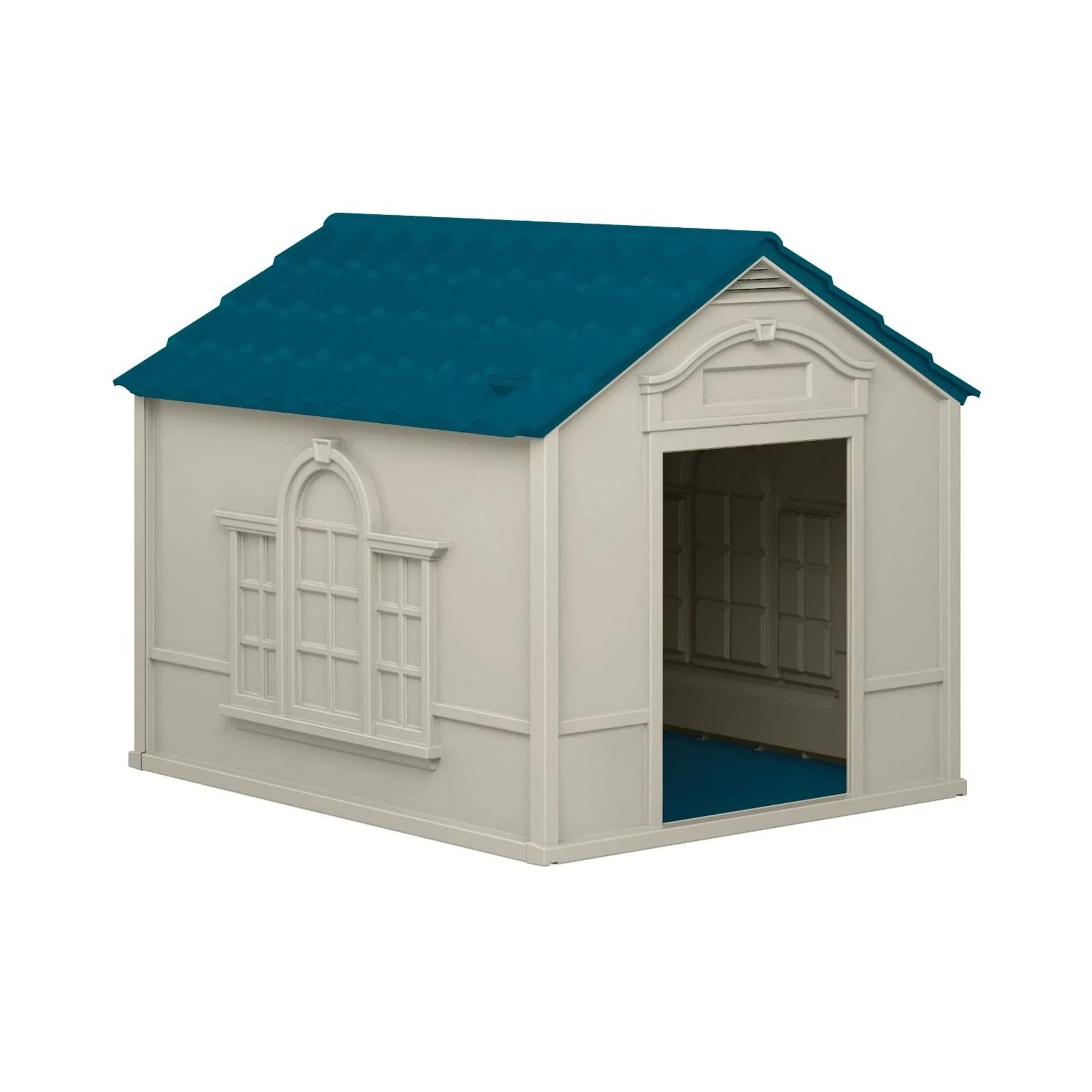 Suncast Deluxe Dog House, Large, 33 inchx38.5 inchx32 inch, Gray