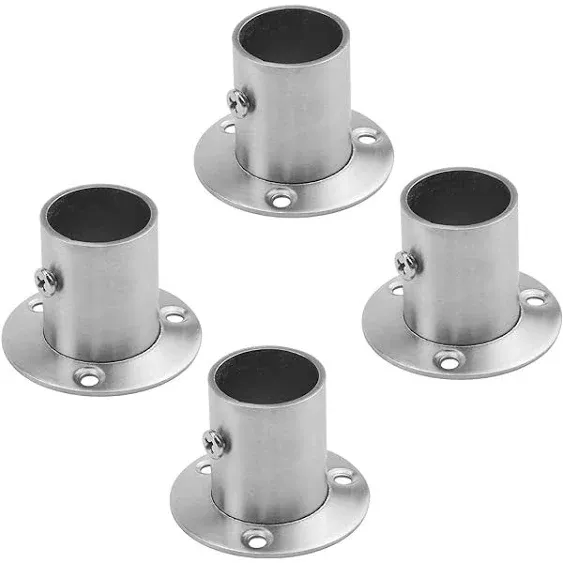 Stainless Steel Closet Wardrobe Rod Holder Socket End Support Bracket Flange for 32mm (Set of 4)