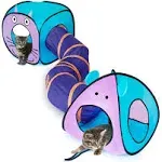 EENK Cat Toy Tunnel and Cubes Bundle - Interactive Crinkle Collapsible Tube and