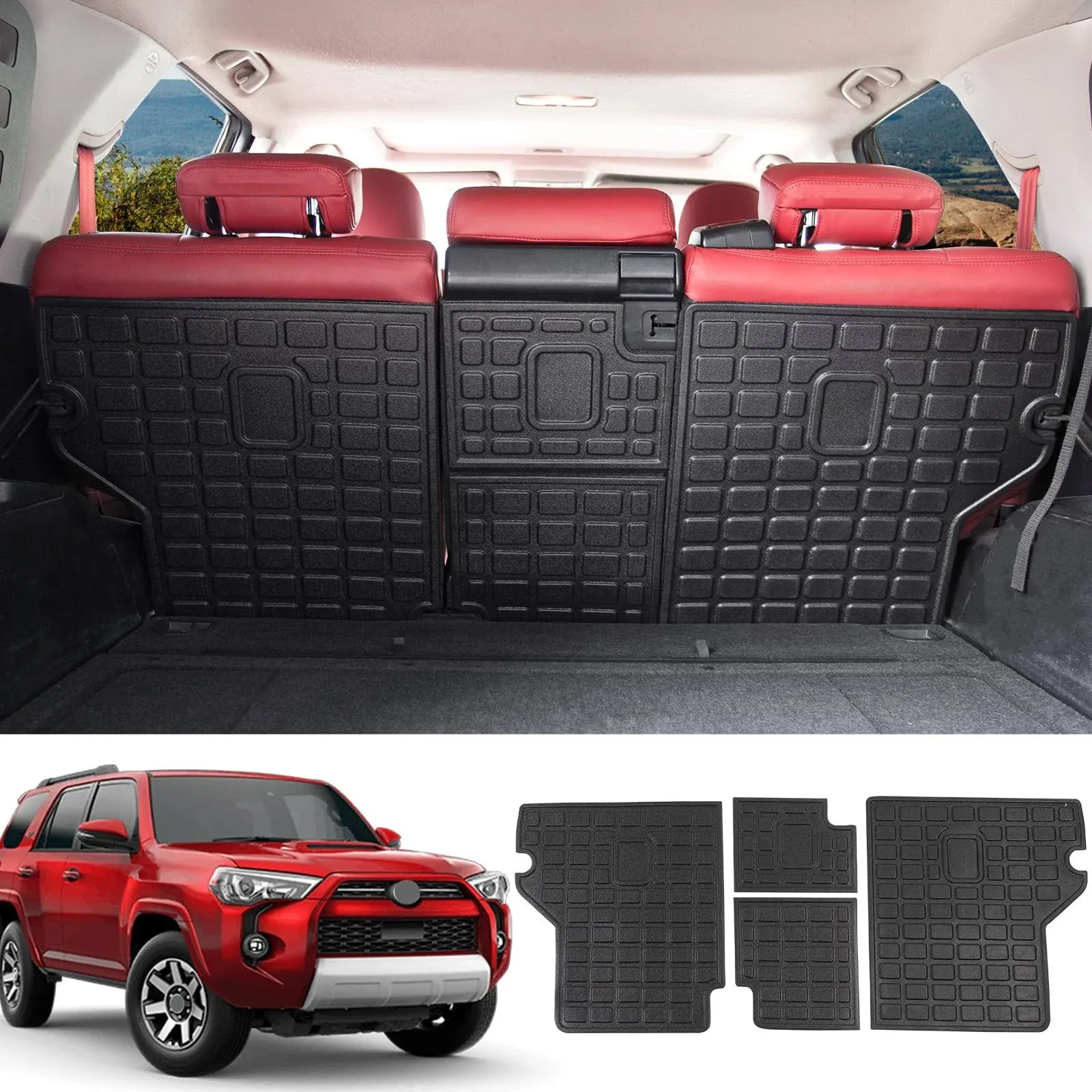 powoq Backrest Mat Compatible with 2010-2024 Toyota 4Runner Back Seat Protector TPE Mat Replacement for 2010-2024 Toyota 4Runner 5-Seat Accessories (Fit W/and W/O Sliding Tray, Rear Backrest Mats)