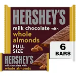 Hershey's Milk Chocolate with Almonds Candy Bars, 1.45-oz. Bars, 36 Count