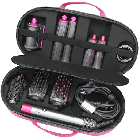 RLSOCO Hard Case for Dyson Airwrap Complete Long/Complete Styler HS08 HS05 HS01 - Fits 4pcs Long Barrels or Short Barrels-Pink（Case only,Hair Styler is not Included）