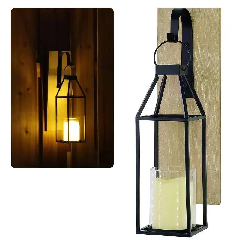 TINGDONG Wood and Metal Wall Sconce Candle HolderWall CandleSconcesH<wbr/>anging La...