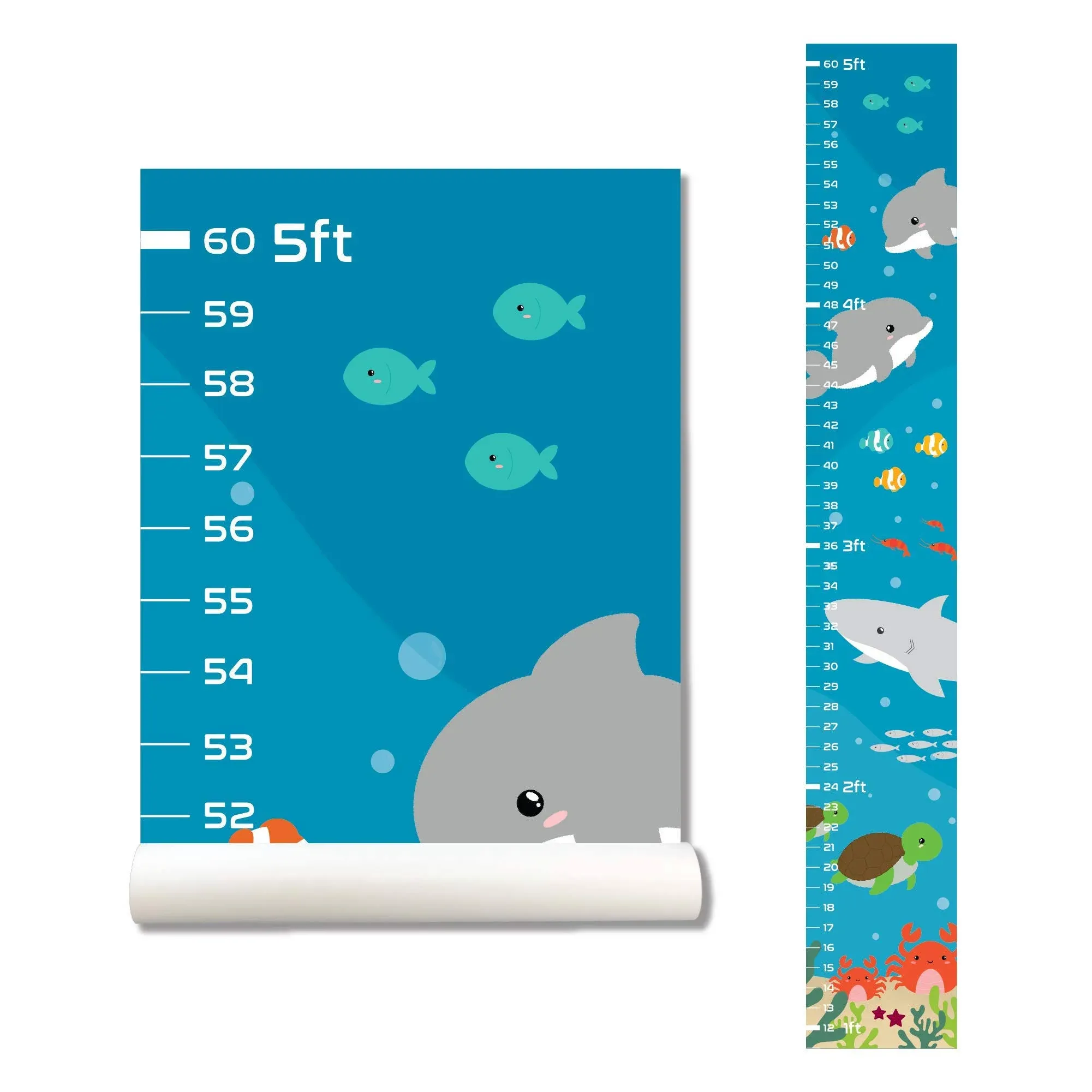 Sungwon Ocean Wall Sticker Growth Chart for Kids, Height Chart for Boys and Girls, Growth Chart Sticker, Growth Chart Decal