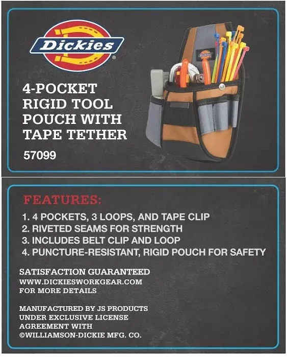 Dickies 57099 4-Pocket Rigid Tool Pouch with Tape Clip