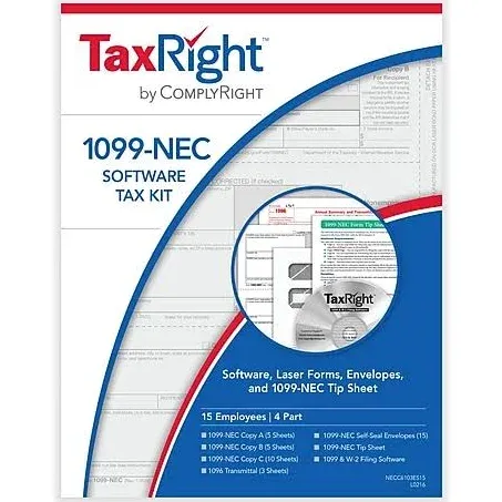 ComplyRight TaxRight 2024 1099-NEC Tax Form Tax Forms, Envelopes, TipSheet & Software, 4-Part, 15/Pack (NECSC6103ES15) | Staples