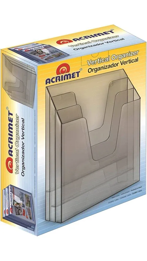 Acrimet Vertical Triple File Folder Organizer (Solid Blue Color)