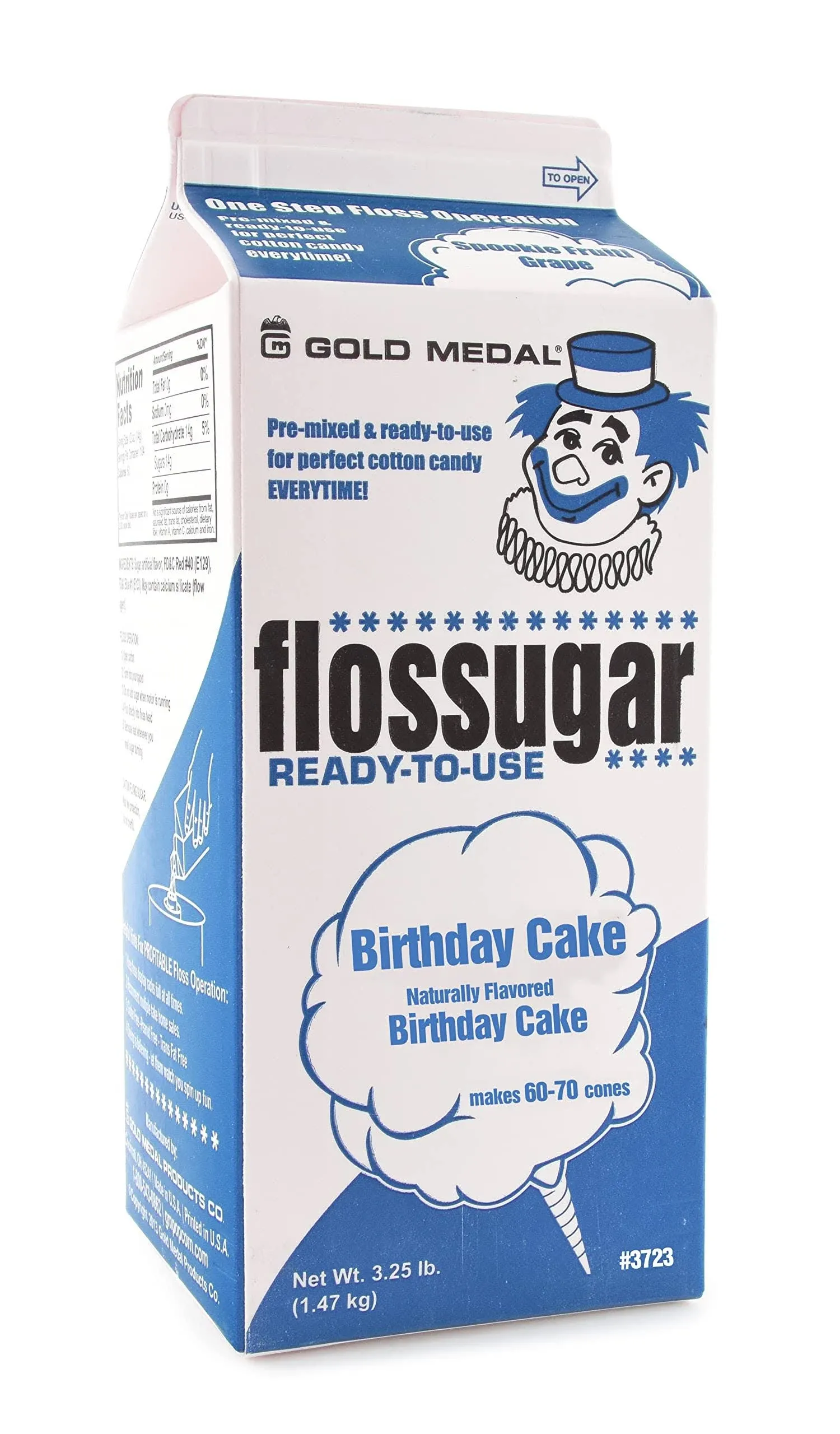 Gold Medal Birthday Cake Candy Floss Sugar, 52 oz - 1/2 Gallon, Package May Vary