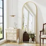 ZMYCZ Arched Floor Mirror 65"x22" Full Length Mirror Standing Mirror Hanging or Leaning Body Mirror with Stand Wall Mounted Mirror Arched-Top