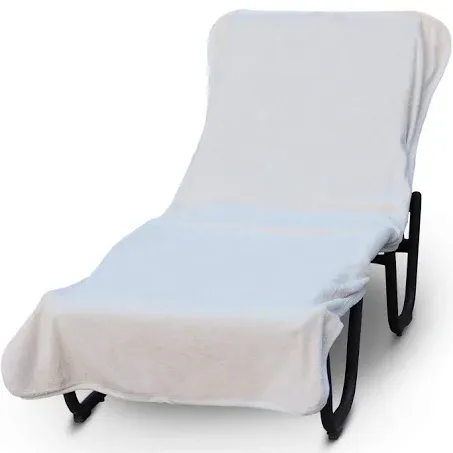 Luxury Hotel & Spa Towel Pool Chair Cover 100% Cotton, Soft Ring-Spun Cotton,Standard Size 90" X 29"(Plain, White)