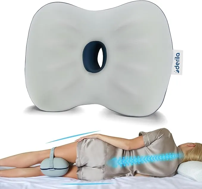 ~ Derila® ~ Knee Pillow | Leg Pillow for Pain Relief. For Side, Back Sleepers.