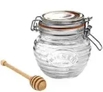 &#034;NEW&#034;Kilner Airtight Glass Honey Pot Set Beechwood Dipper 