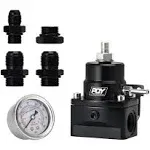 Fuel Pressure Regulator AN8 Feed & AN6 Return Line + 0-160PSI Gauge Set Black