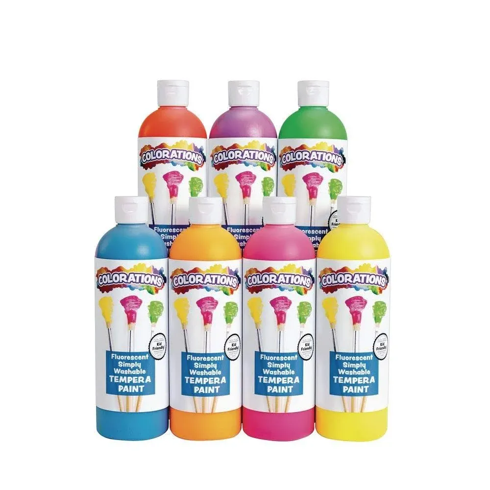 Colorations Fluorescent Neon Simply Washable Tempera Set of 7