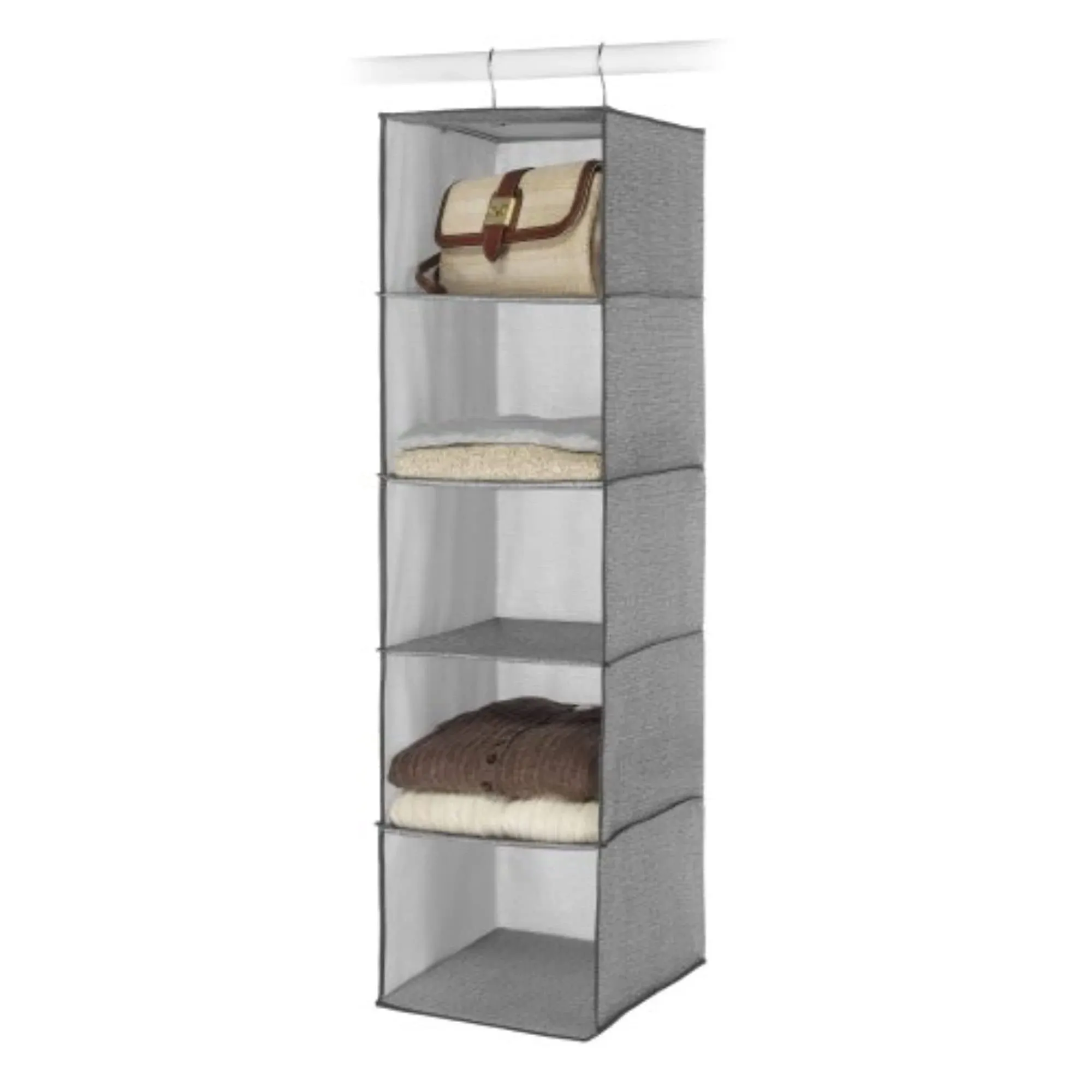 Whitmor Hanging Accessory Shelves 5 Open Sweater Shelves Crosshatch Gray