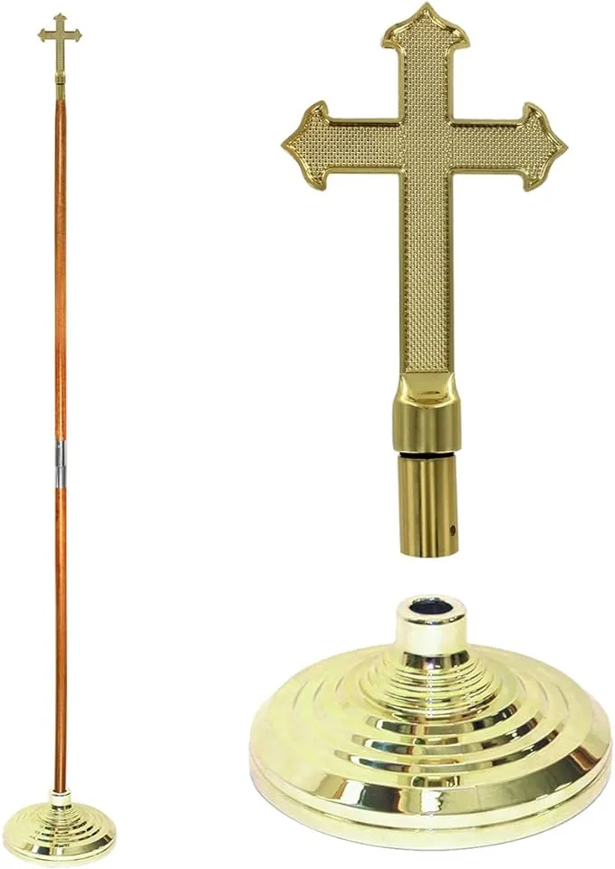 Indoor Flagpole Kit - No Flag - 7ft Pole - Metal Cross