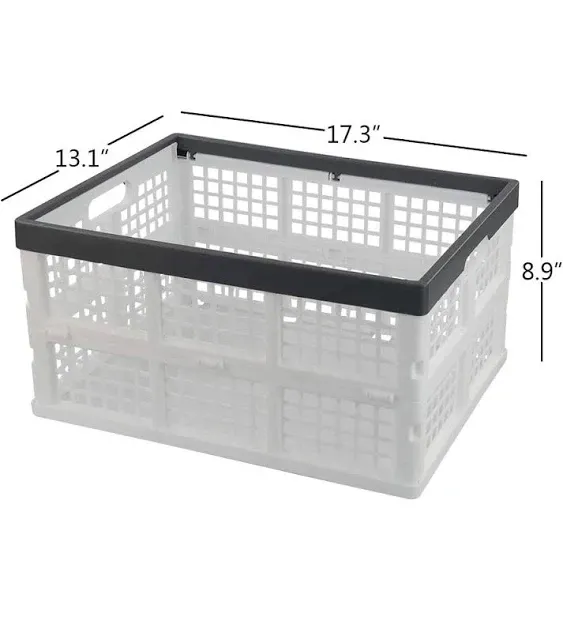 Teyyvn 3-Pack 30 L Plastic Stackable Collapsible Storage Crates, Folding Storage Baskets white