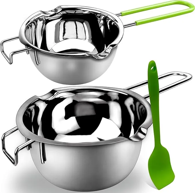 Double Boiler Pot Set for Melting Chocolate, Butter, Cheese, Caramel and Candy - 18/8 Steel Melting Pot, 2 Cup Capacity, Including The 1000ml and 600ml Capacity…