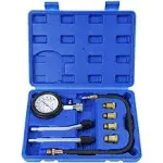 8PCS Compression Tester Kit Professional Petrol Gas Engine Cylinder Pressure Gauge 0-300 PSI Automotive Tool for Motorcycle Car Truck (Blue)