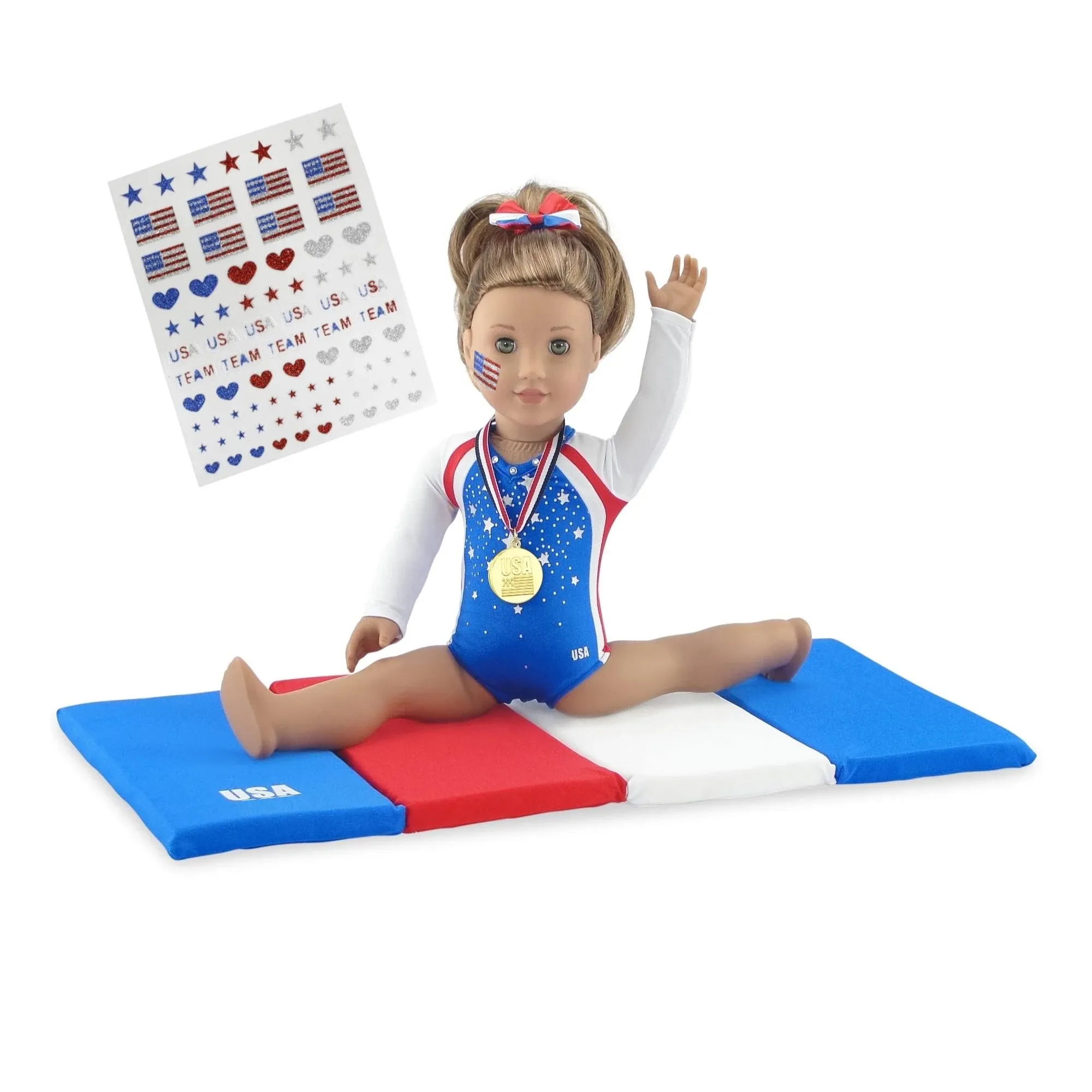 Emily Rose 18 inch Doll Clothes Team USA 4 Piece Doll Gymnastics Set