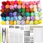 JUPEAN Felting Kit, Needle Felting Kit for Beginner, 60 Colors Wool Roving, W...