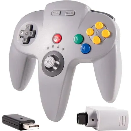 N64 Wireless Controller for Switch/Lite/OLED, 2.4GHZ Wireless Rechargable Remote Joystick Gamepad Controller Compatible with N64 /Switch Game Console, Raspberry Pi, MAC, PC Windows 7,8,10,11 Gray