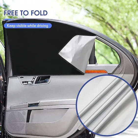 BOHAIPAN 4 Pcs Car Side Window Sun Shades, Magnetic Car Window Shade Sunshades Privacy Curtains, 100% Block Light, Suitable for Baby Sleeping, Camping