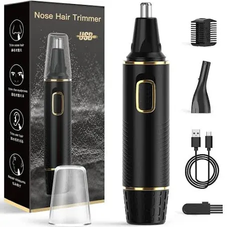 Nose Hair Trimmer for Men, 2024 Painless USB Rechargeable Nose Hair Trimmer, Ear and Nose Hair Trimmer for Men, Professional Facial Hair Trimmer with IPX7 Waterproof Dual Edge Blades