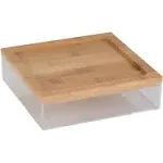 Simplify Large Square Bamboo Organizer | See-Through | Jewelry | Makeup | Cosmetics | Accessories | Bathroom & Bedroom | Vanity & Countertop | Lidded Boxes | Super Clear