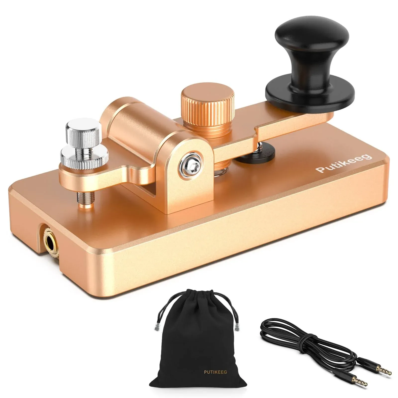 Classical Morse Mini Code Key Morse Code Paddle Key Aluminum Alloy Mini-Key Morse CW Portable Key Morse Practice Key Gold