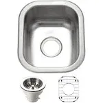 Houzer CS-1307-C Club 13" Stainless Steel Undermount Single Bowl Bar Sink with Strainer