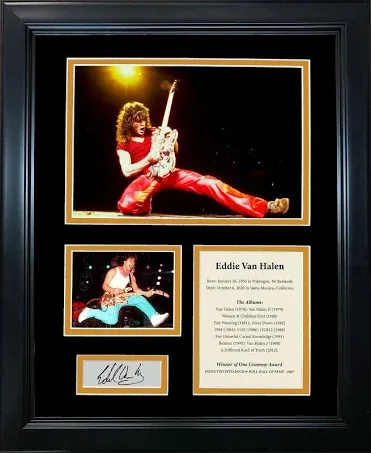 Framed Van Halen Facsimile Laser Engraved Signature Auto 12 inchx15 inch Music Photo Collage, Women's